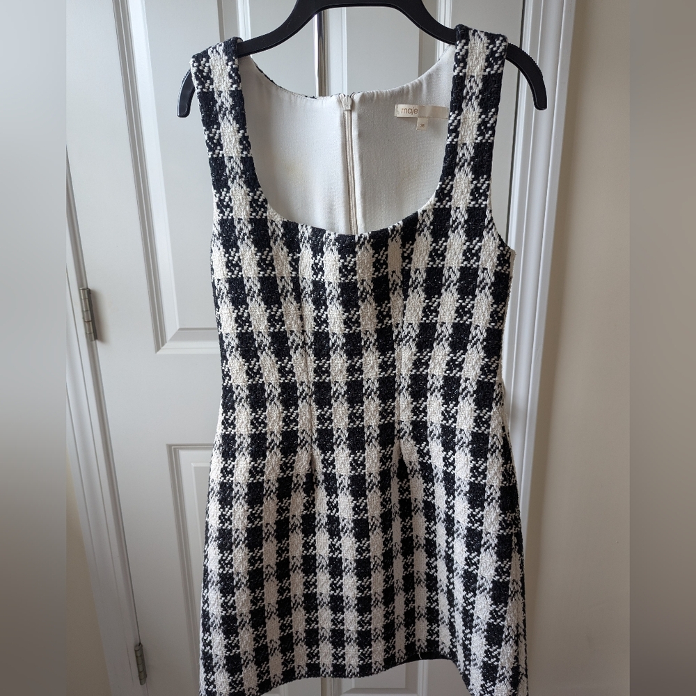 Maje Black and White Tweed Dress